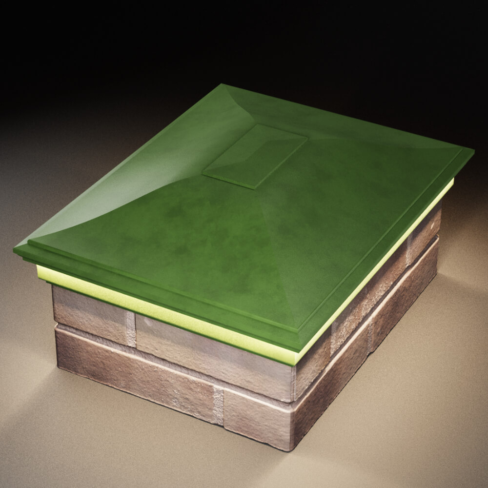 Колпак Zking Монблан Зеленый на столб 2х1.5 кирпича (515х385мм) c подсветкой в Иркутске фото