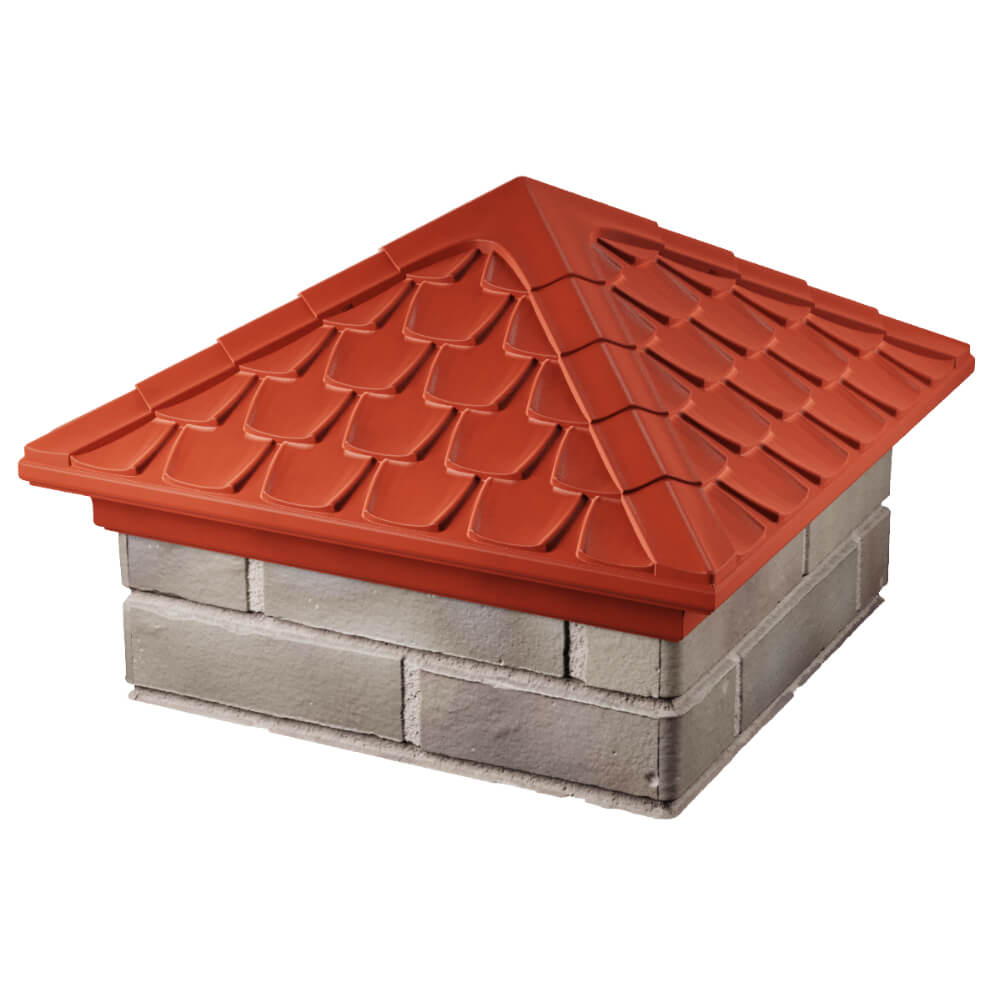 Колпак Zking Эльбрус Красный на столб 1.5х1.5 кирпича (385х385мм) в Иркутске фото