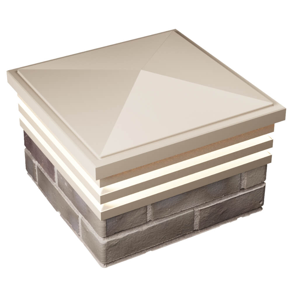 Колпак Zking Бона ХайТек Бежевый на столб 1.5х1.5 кирпича (385х385мм) с подсветкой в Иркутске фото