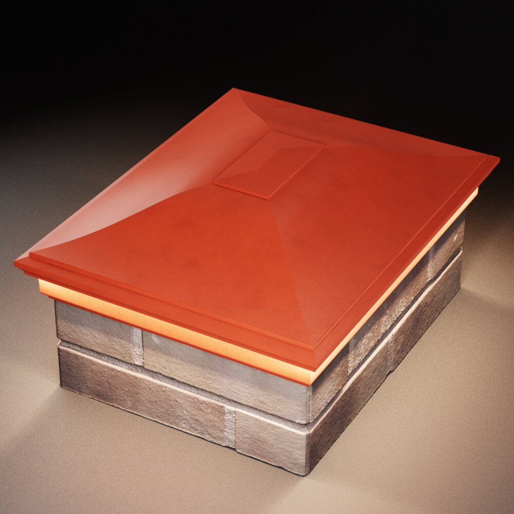 Колпак Zking Монблан Красный на столб 2х1.5 кирпича (515х385мм) c подсветкой в Иркутске фото