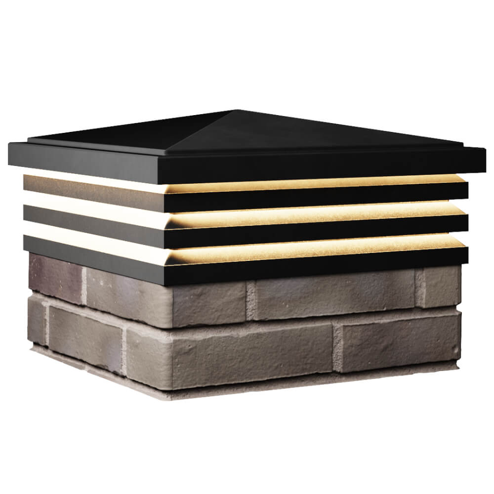 Колпак Zking Бона ХайТек Черный на столб 1.5х1.5 кирпича (385х385мм) с подсветкой в Иркутске фото