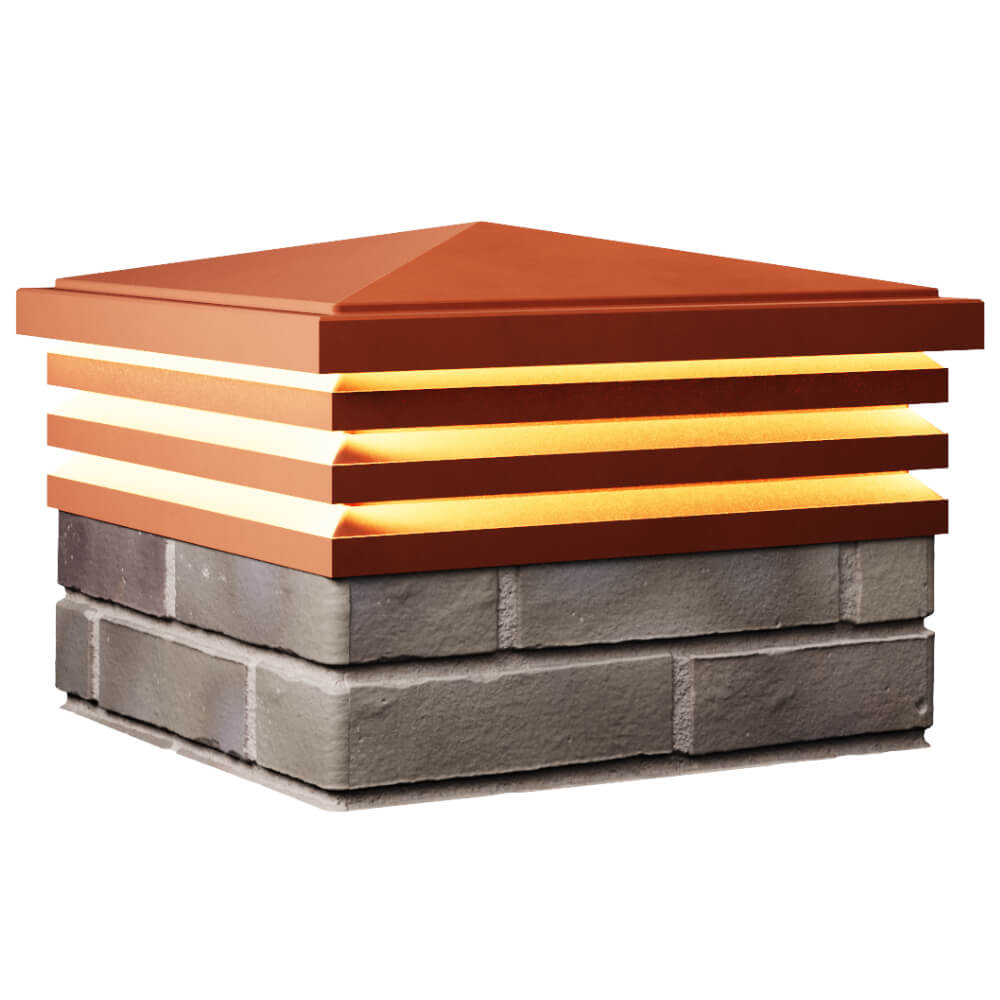 Колпак Zking Бона ХайТек Красный на столб 1.5х1.5 кирпича (385х385мм) с подсветкой в Иркутске фото