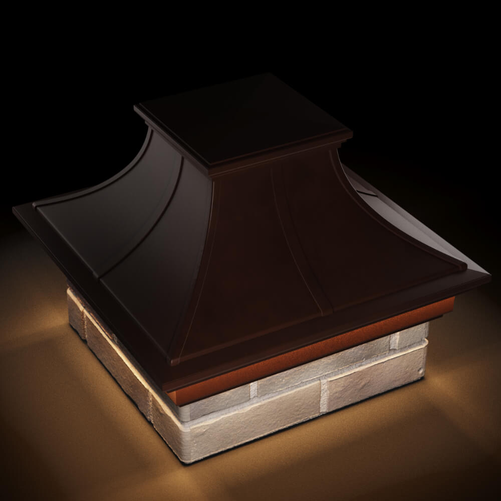 Колпак Zking Монблан Премиум Коричневый на столб 1.5х1.5 кирпича (385х385мм) с подсветкой в Иркутске фото