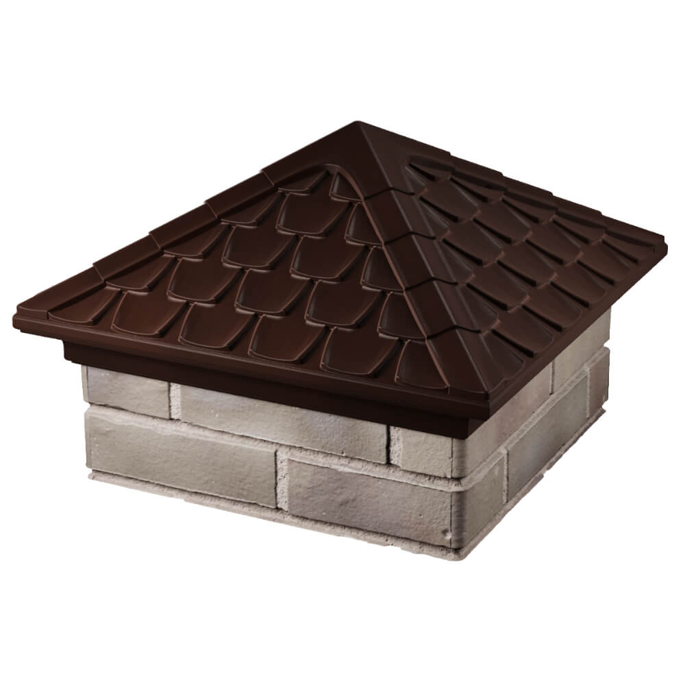 Колпак Zking Эльбрус Коричневый на столб 1.5х1.5 кирпича (385х385мм) в Иркутске фото