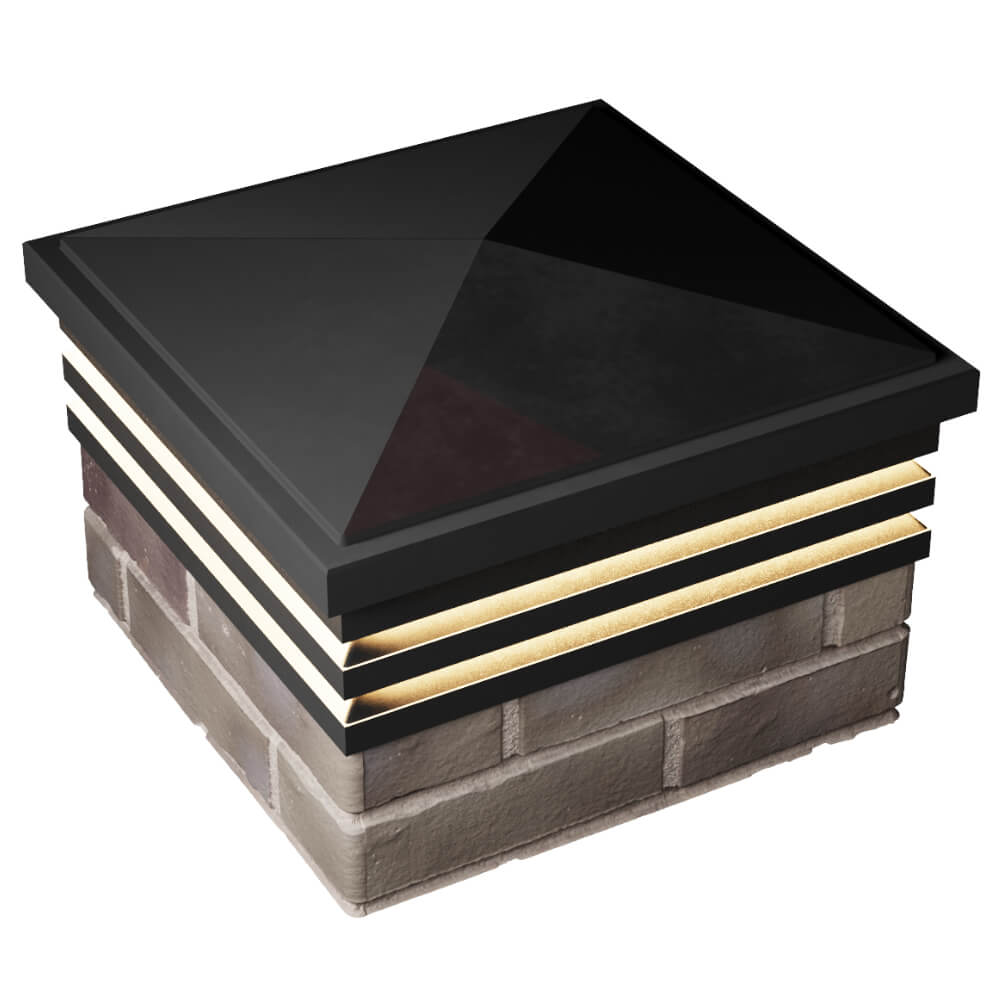 Колпак Zking Бона ХайТек Черный на столб 1.5х1.5 кирпича (385х385мм) с подсветкой в Иркутске фото