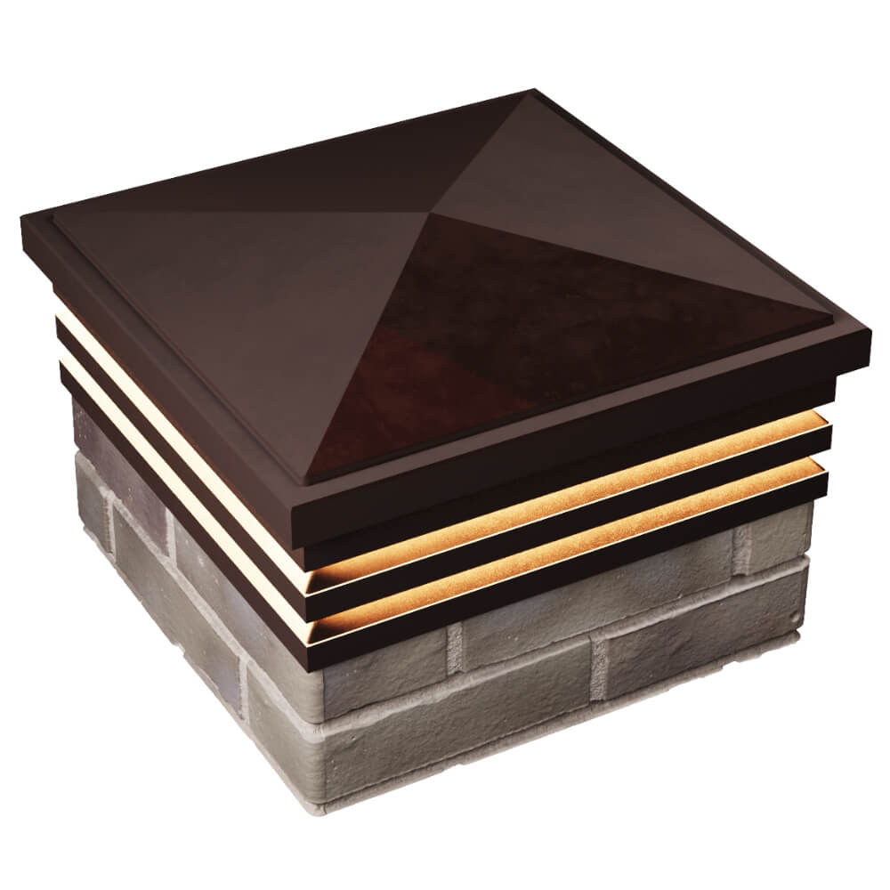 Колпак Zking Бона ХайТек Коричневый на столб 1.5х1.5 кирпича (385х385мм) с подсветкой в Иркутске фото