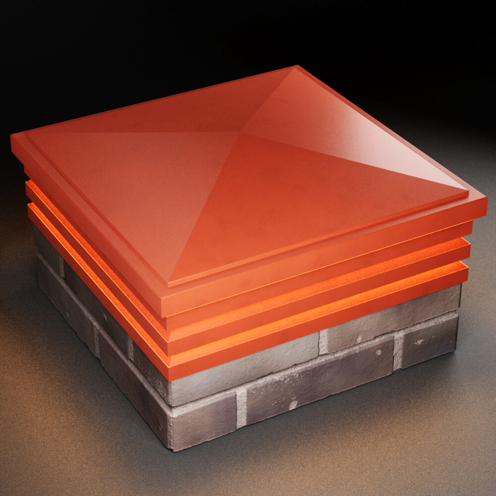 Колпак Zking Бона ХайТек Красный на столб 2х2 кирпича (513х513мм) с подсветкой в Иркутске фото