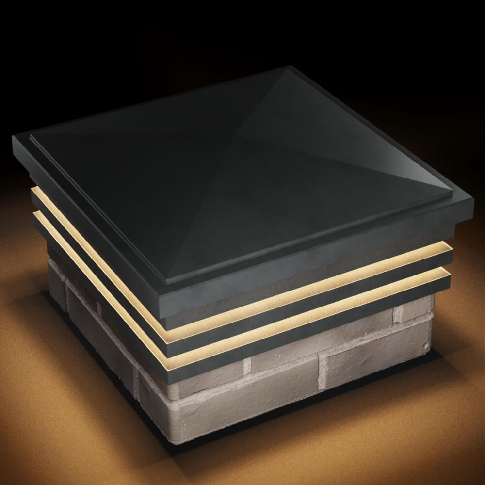 Колпак Zking Бона ХайТек Серый на столб 1.5х1.5 кирпича (385х385мм) с подсветкой в Иркутске фото