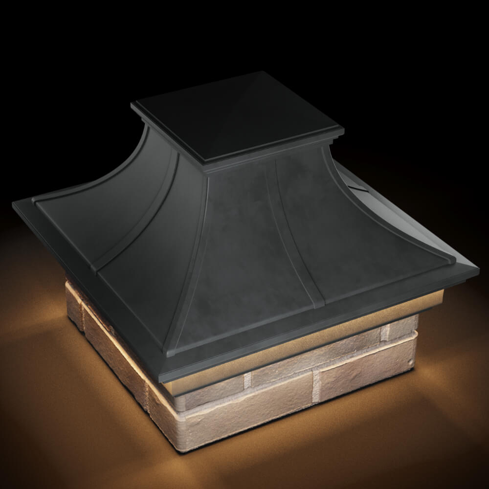 Колпак Zking Монблан Премиум Серый на столб 1.5х1.5 кирпича (385х385мм) с подсветкой в Иркутске фото