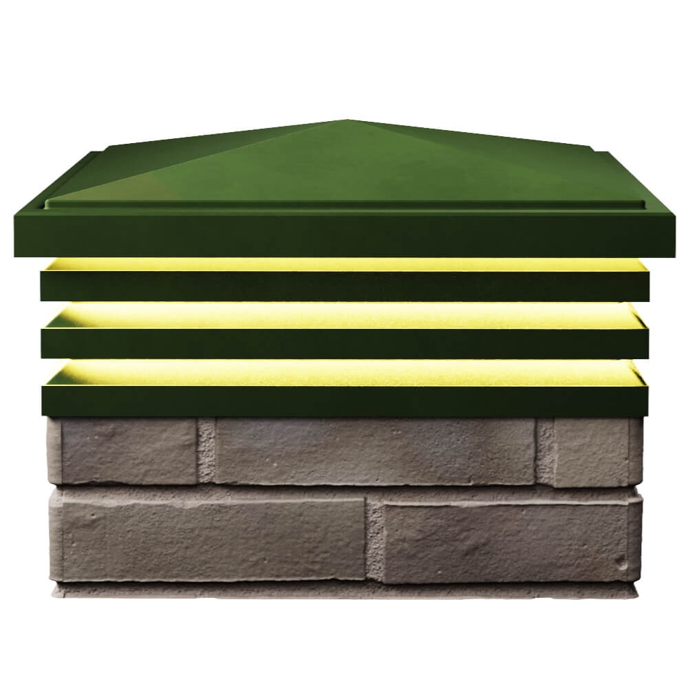 Колпак Zking Бона ХайТек Зеленый на столб 1.5х1.5 кирпича (385х385мм) с подсветкой в Иркутске фото