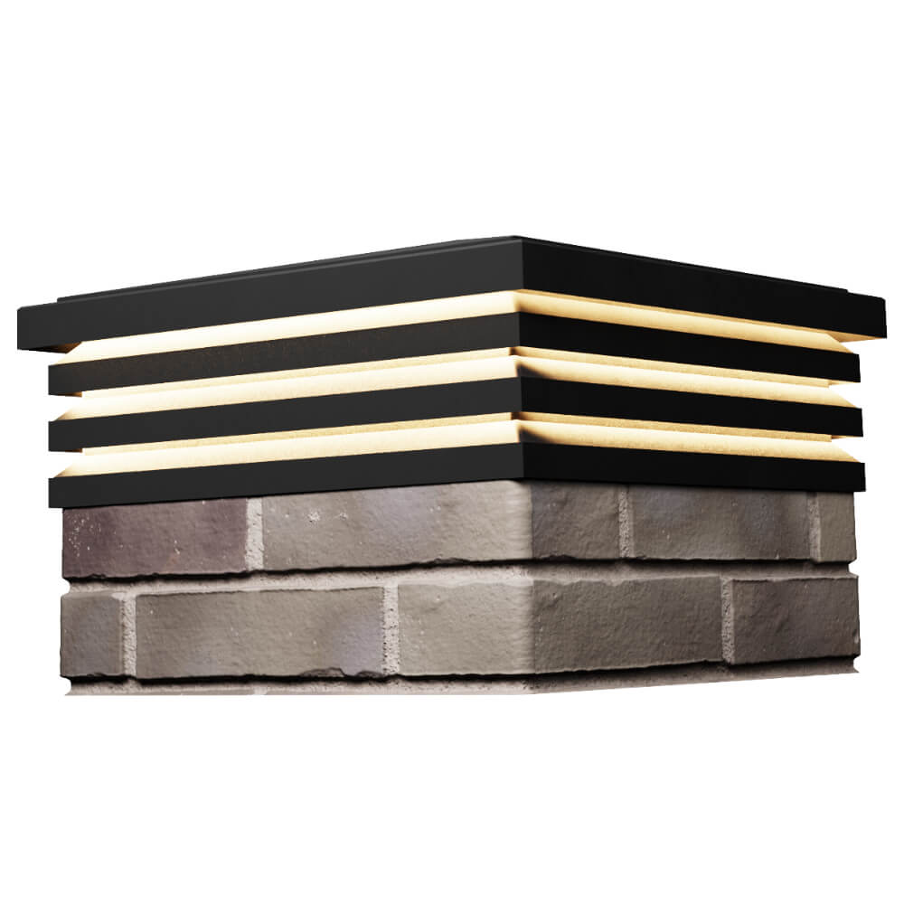 Колпак Zking Бона ХайТек Черный на столб 1.5х1.5 кирпича (385х385мм) с подсветкой в Иркутске фото