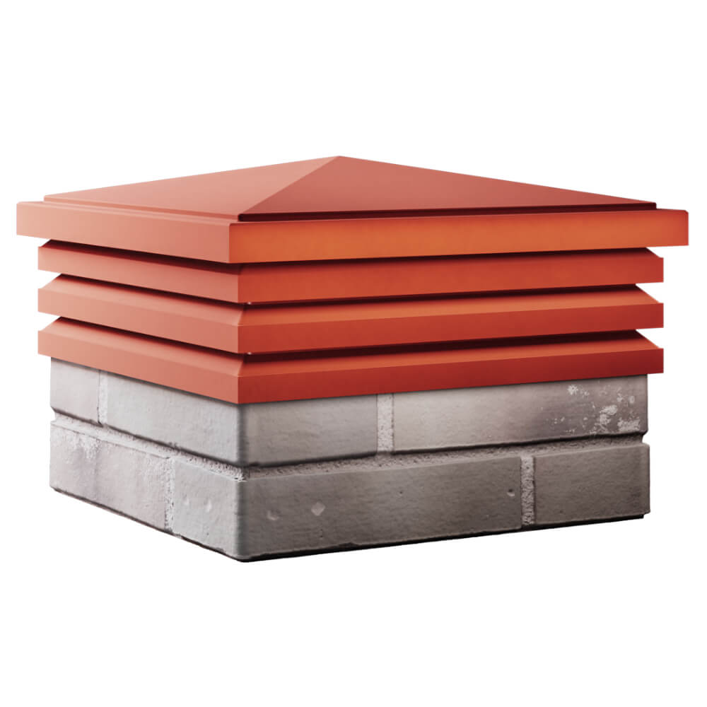 Колпак Zking Бона ХайТек Красный на столб 1.5х1.5 кирпича (385х385мм) в Иркутске фото