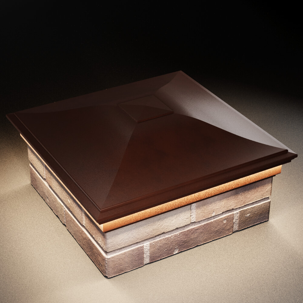 Колпак Zking Монблан Коричневый на столб 2х2 кирпича (515х515мм) c подсветкой в Иркутске фото