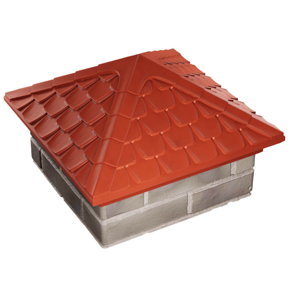 Колпак Zking Эльбрус Красный на столб 1.5х1.5 кирпича (385х385мм) в Иркутске фото