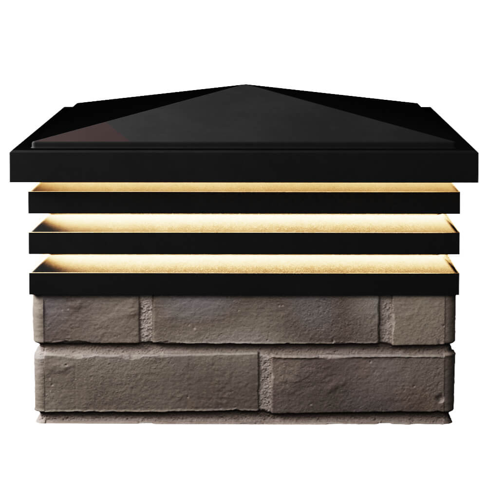 Колпак Zking Бона ХайТек Черный на столб 1.5х1.5 кирпича (385х385мм) с подсветкой в Иркутске фото