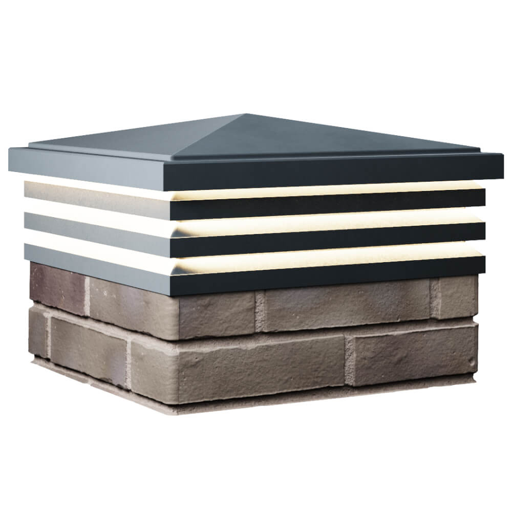 Колпак Zking Бона ХайТек Серый на столб 1.5х1.5 кирпича (385х385мм) с подсветкой в Иркутске фото