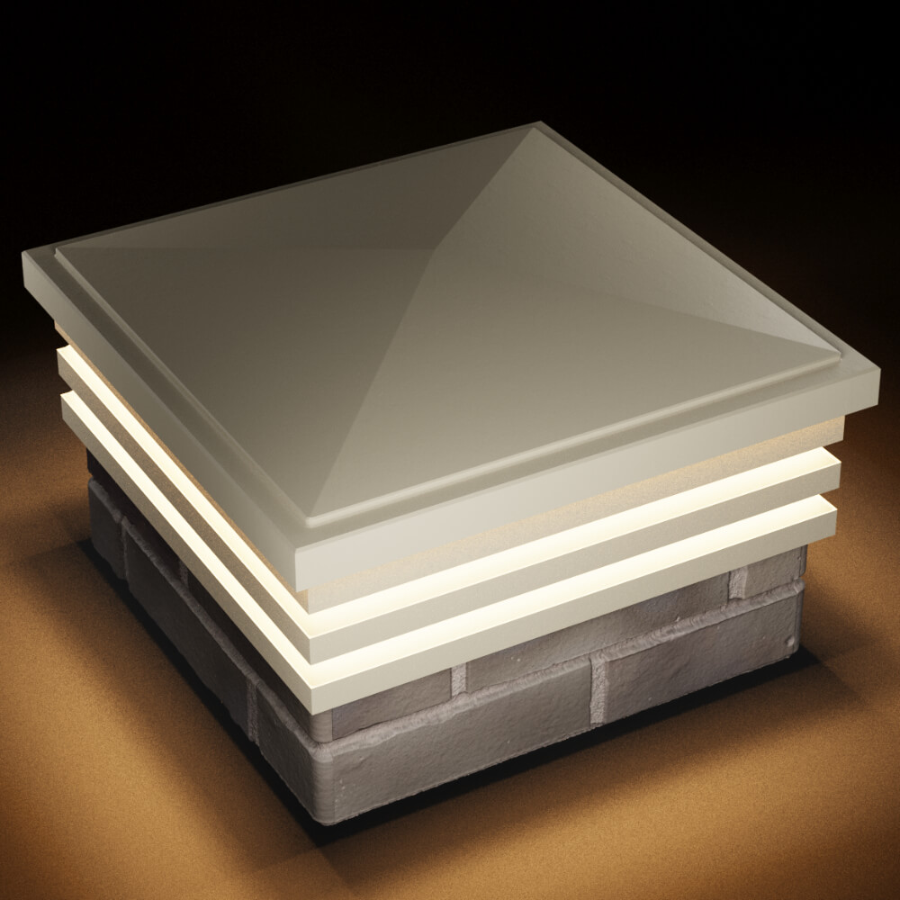 Колпак Zking Бона ХайТек Бежевый на столб 1.5х1.5 кирпича (385х385мм) с подсветкой в Иркутске фото