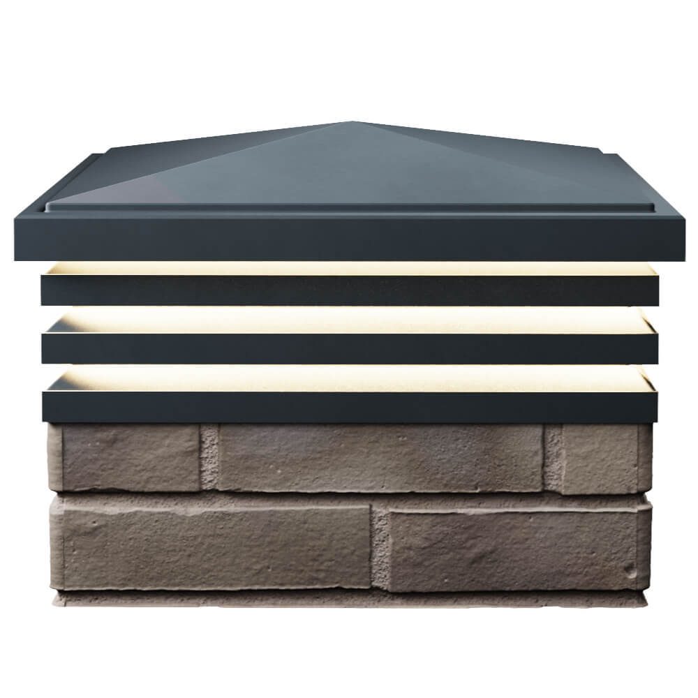 Колпак Zking Бона ХайТек Серый на столб 1.5х1.5 кирпича (385х385мм) с подсветкой в Иркутске фото