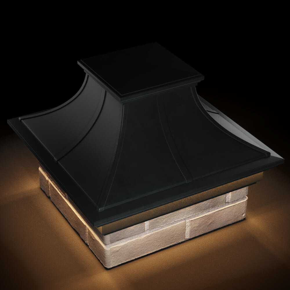 Колпак Zking Монблан Премиум Черный на столб 1.5х1.5 кирпича (385х385мм) с подсветкой в Иркутске фото
