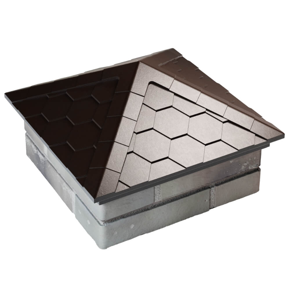 Колпак Zking Эверест Коричневый на столб 1.5х1.5 кирпича (390х390мм) в Иркутске фото