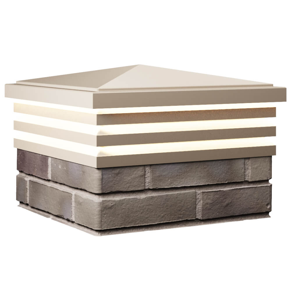 Колпак Zking Бона ХайТек Бежевый на столб 1.5х1.5 кирпича (385х385мм) с подсветкой в Иркутске фото