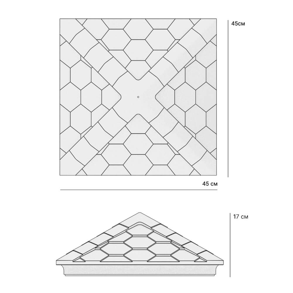 Колпак Zking Эверест Серый на столб 1.5х1.5 кирпича (390х390мм) в Иркутске фото