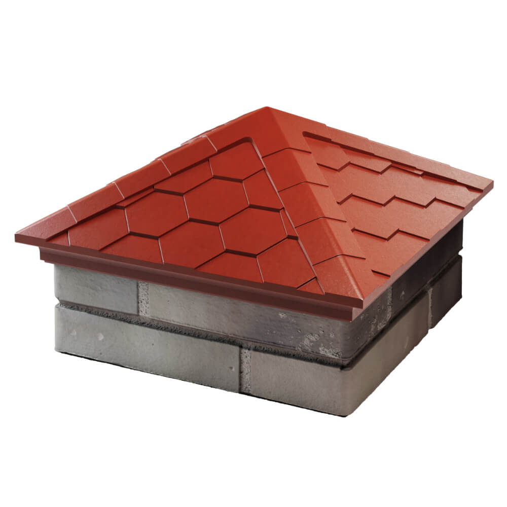 Колпак Zking Эверест Красный на столб 1.5х1.5 кирпича (390х390мм) в Иркутске фото