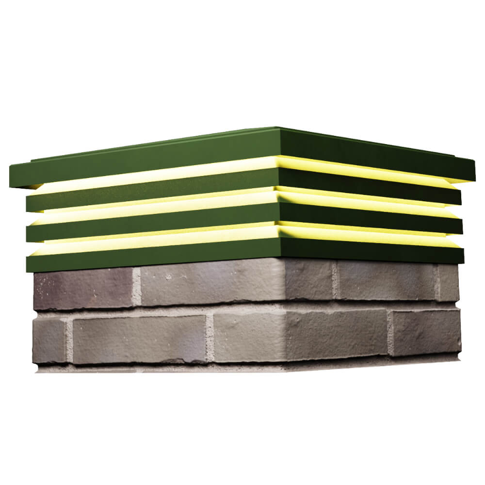 Колпак Zking Бона ХайТек Зеленый на столб 1.5х1.5 кирпича (385х385мм) с подсветкой в Иркутске фото