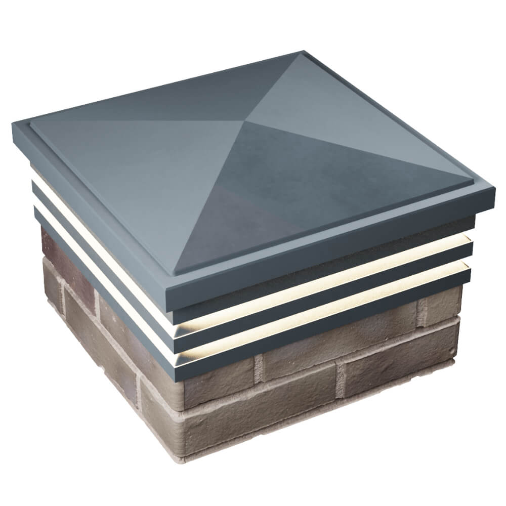 Колпак Zking Бона ХайТек Серый на столб 1.5х1.5 кирпича (385х385мм) с подсветкой в Иркутске фото