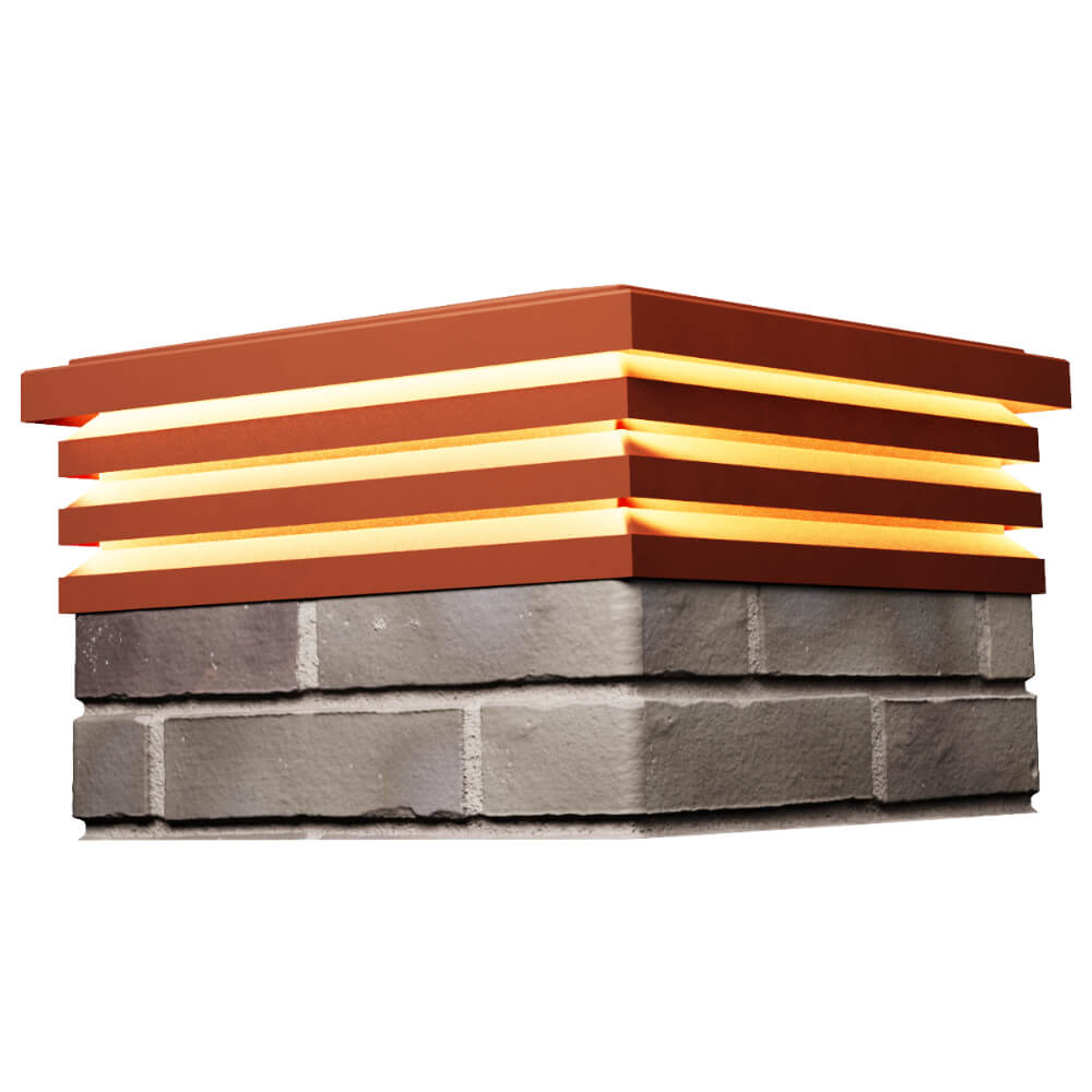 Колпак Zking Бона ХайТек Красный на столб 1.5х1.5 кирпича (385х385мм) с подсветкой в Иркутске фото