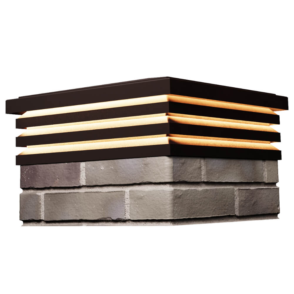 Колпак Zking Бона ХайТек Коричневый на столб 1.5х1.5 кирпича (385х385мм) с подсветкой в Иркутске фото