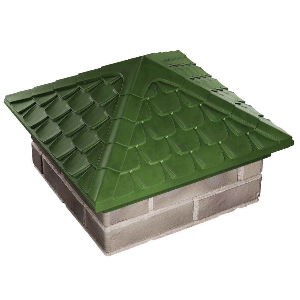 Колпак Zking Эльбрус Зеленый на столб 1.5х1.5 кирпича (385х385мм) в Иркутске фото