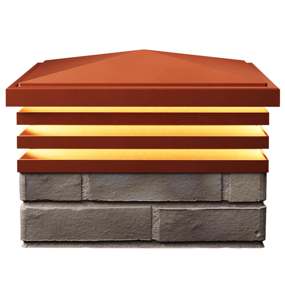 Колпак Zking Бона ХайТек Красный на столб 1.5х1.5 кирпича (385х385мм) с подсветкой в Иркутске фото