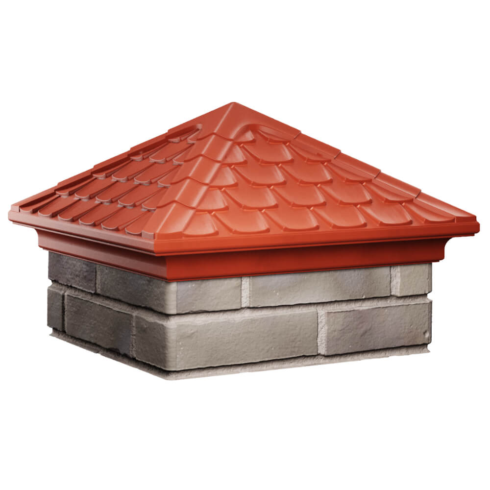 Колпак Zking Эльбрус Красный на столб 1.5х1.5 кирпича (385х385мм) в Иркутске фото