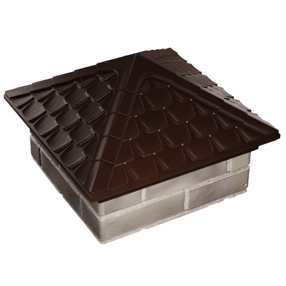 Колпак Zking Эльбрус Коричневый на столб 1.5х1.5 кирпича (385х385мм) в Иркутске фото