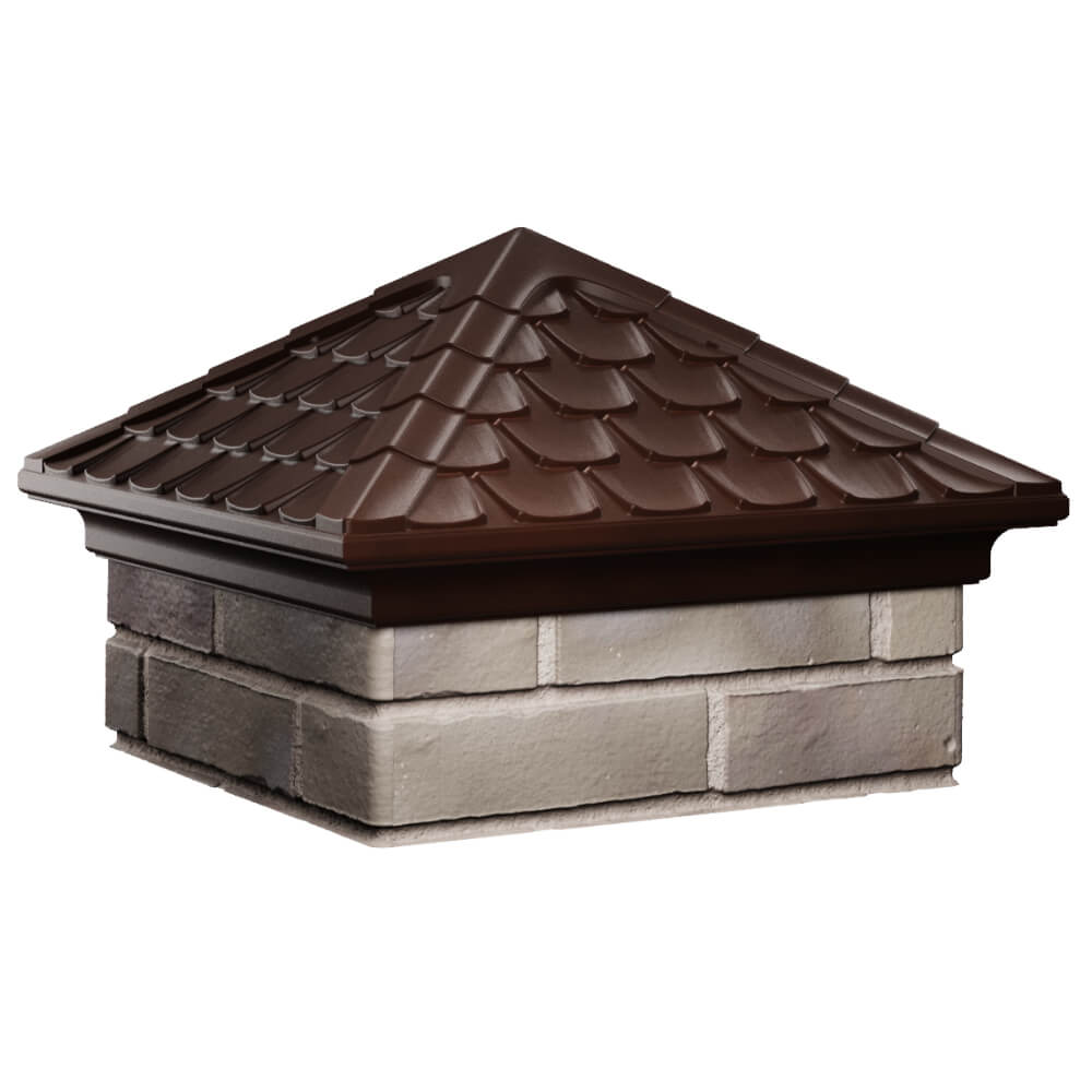 Колпак Zking Эльбрус Коричневый на столб 1.5х1.5 кирпича (385х385мм) в Иркутске фото