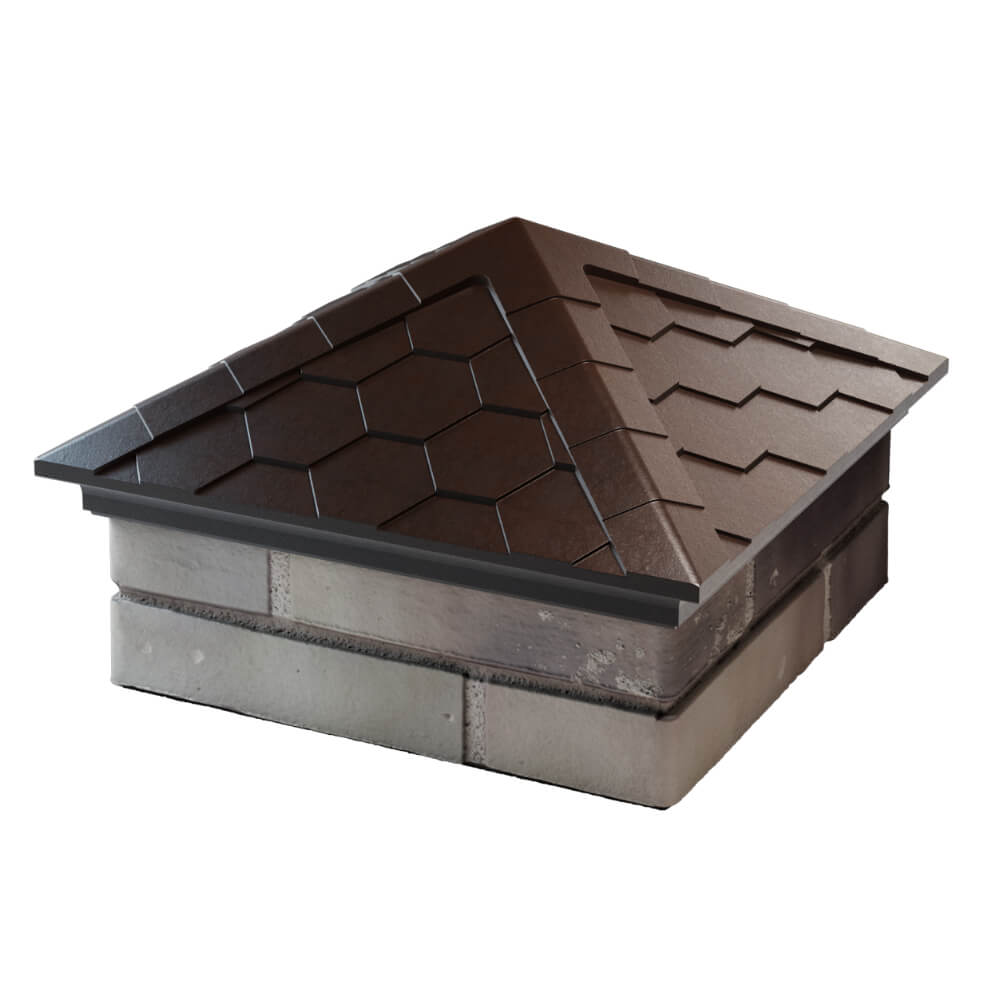 Колпак Zking Эверест Коричневый на столб 1.5х1.5 кирпича (390х390мм) в Иркутске фото